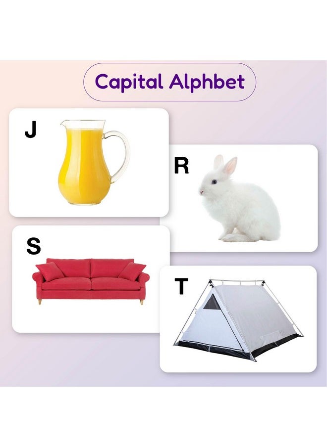 My First Capital Alphabet Flash Cards for Toddlers, 26 Cards, 52 Sides, Montessori, Educational, Kindergarten, Preschool Learning Activities, Gifts for Kids, 1-4 Years Babies, Educational Flashcards