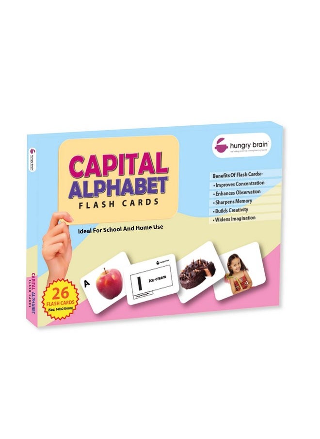 My First Capital Alphabet Flash Cards for Toddlers, 26 Cards, 52 Sides, Montessori, Educational, Kindergarten, Preschool Learning Activities, Gifts for Kids, 1-4 Years Babies, Educational Flashcards
