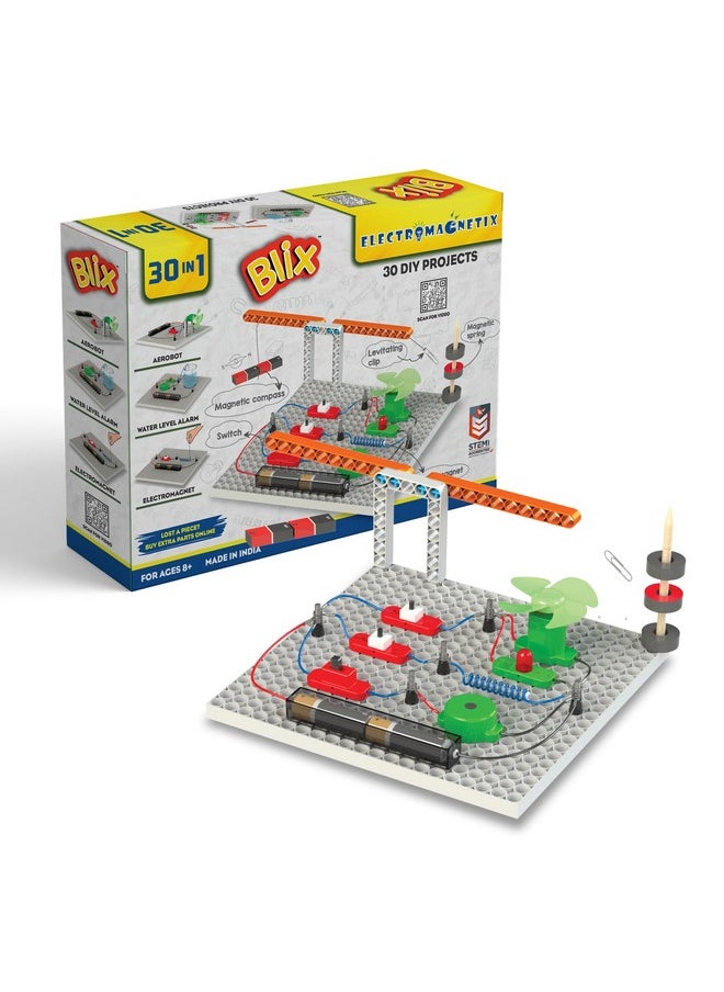 Blix Electromagnetix, 30-in-1 Science Project, Electromagnetics STEM Toy, Educational Kit, DIY Building Set, Construction Toys, Ages 8+
