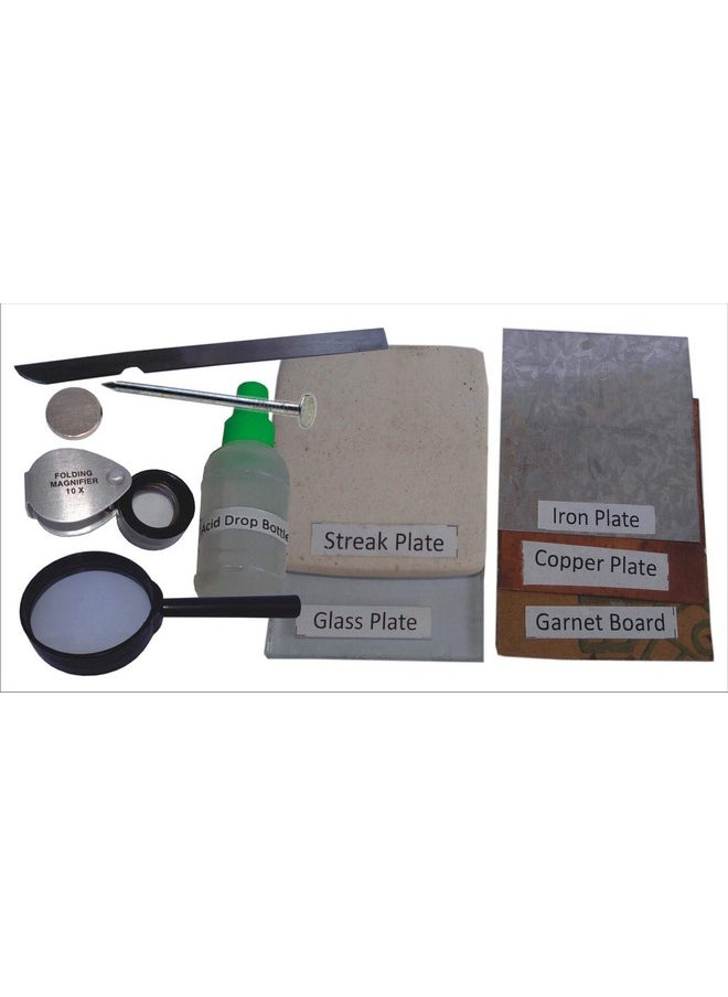 Rocksmins Minerals Science Activity Kit in a Wooden Box MI20ACWB with 10 Testing Tools Worksheet Geology Puzzle 7 Sheets Set of 20 Handpicked Natural Minerals Specimens in Storage Tray for Education