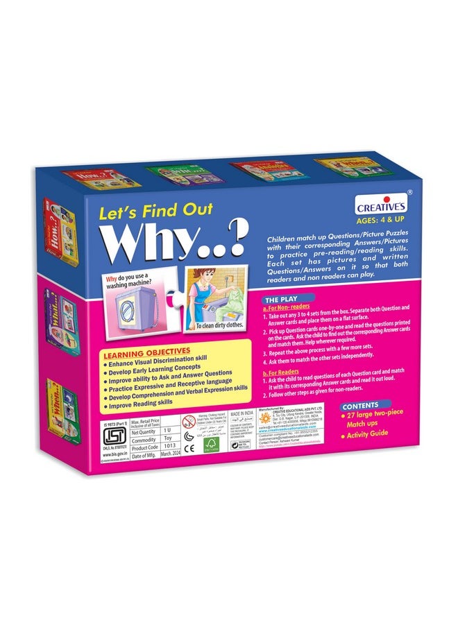 Creative's WH Series | Let's Find Out- WHY? | Question - Answer Puzzles Game |Learning Games for Kids | Picture Puzzle Game | Preschool Learning Games | Fun Educational Games for Ages 4 & Up