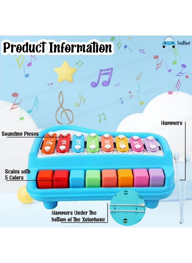 FunBlast Xylophone - Hand Knock Piano Toys, Hammering & Pounding Toys, Xylophone for Kids, Kids Musical Instruments, Kids Xylophone, Xylophone for 1+ Year Old, Kids Drums & Percussion Toy (Blue)