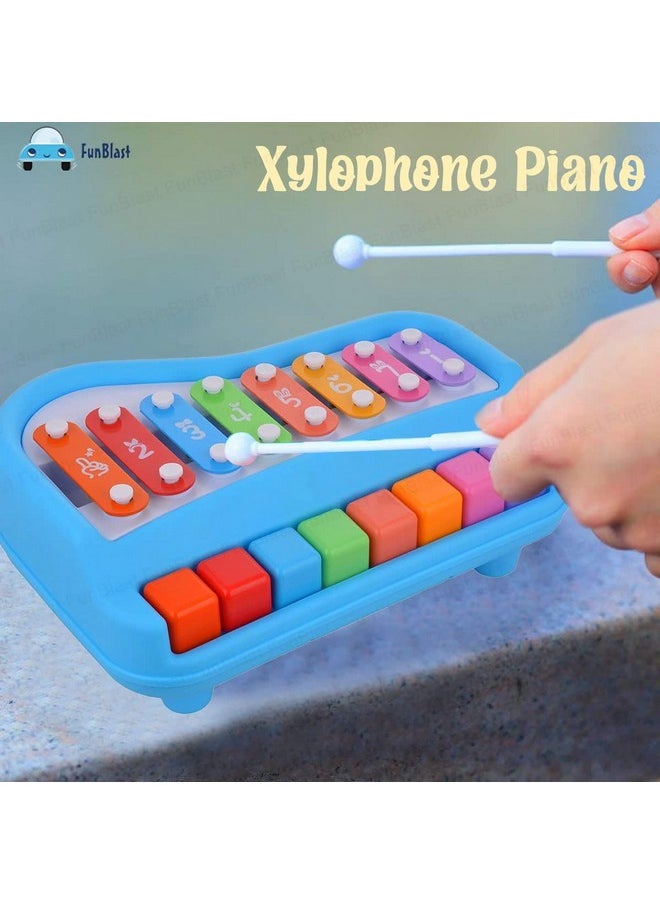 FunBlast Xylophone - Hand Knock Piano Toys, Hammering & Pounding Toys, Xylophone for Kids, Kids Musical Instruments, Kids Xylophone, Xylophone for 1+ Year Old, Kids Drums & Percussion Toy (Blue)