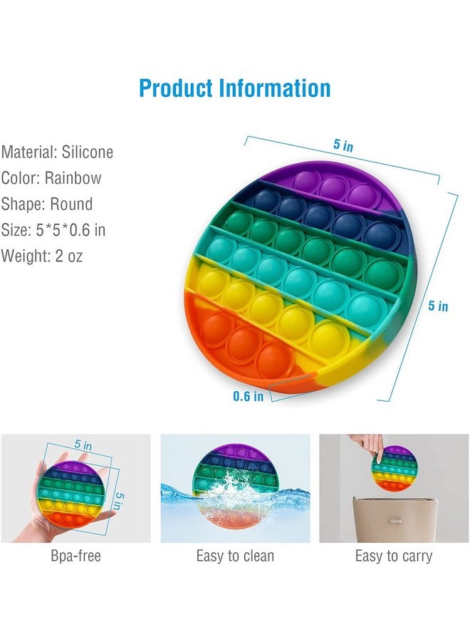 FunBlast Round & Unicorn Pop It Fidget Toy, Autism Special Needs Silicone Stress Reliever, Squeeze Sensory Toy - Pack of 2