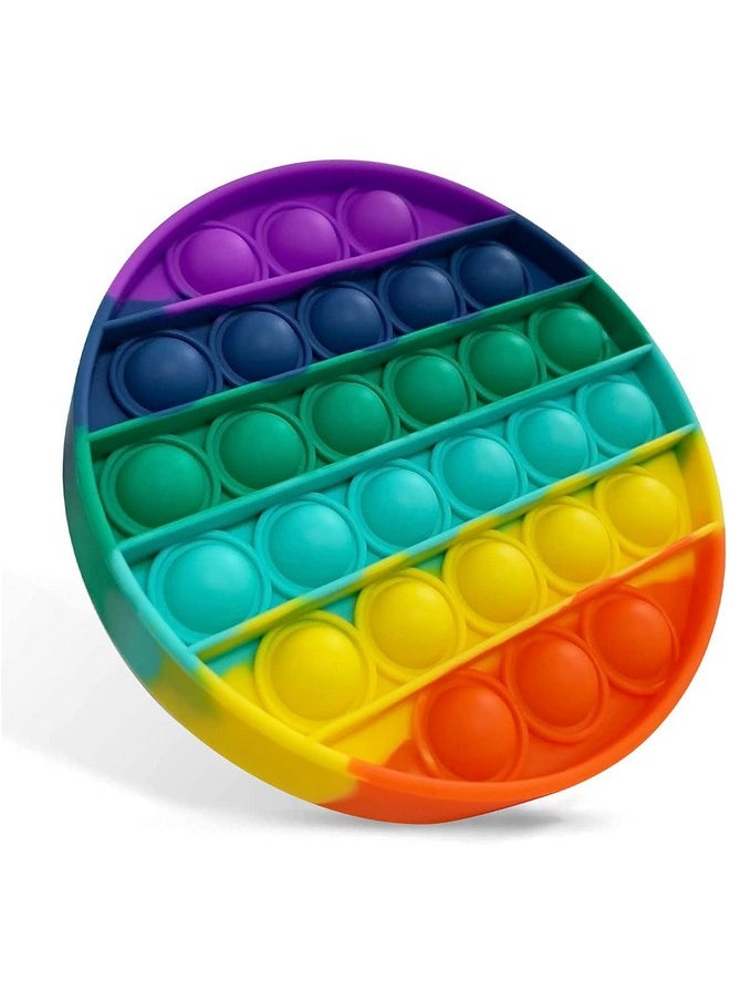 FunBlast Round & Unicorn Pop It Fidget Toy, Autism Special Needs Silicone Stress Reliever, Squeeze Sensory Toy - Pack of 2
