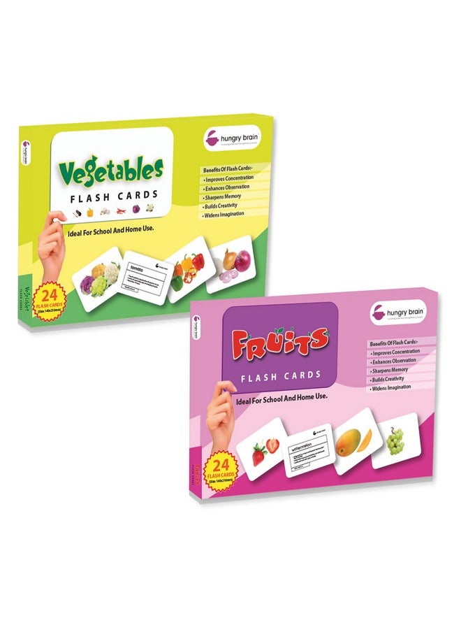 hungry brain Fruits & Vegetable Flash Cards for Toddlers 1 Year I Montessori, Preschool Learning Activities and Kindergarten Educational Flash Cards for Kids