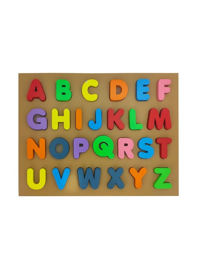 Wembley Wooden Uppercase A-Z English Alphabetical Puzzle Board for Kids(25 pieces) | Wooden Multicolor Learning Educational Board for Kids | Preschool Learning Educational Puzzle Set Multicolor for Kids Ages 3+ IS 9873(Part 1), BIS approved