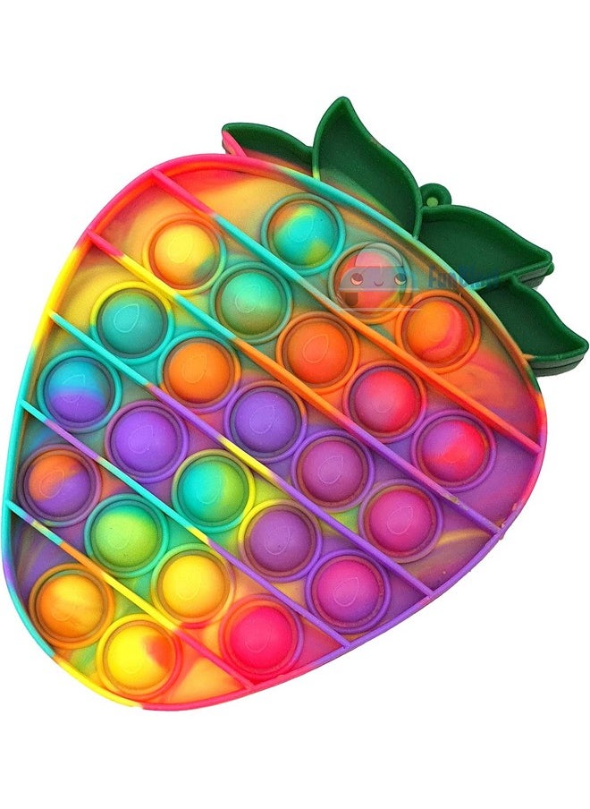 FunBlast Pop It Fidget Toy, Autism Special Needs Silicone Stress Reliever, Squeeze Sensory Toy (Strawberry)