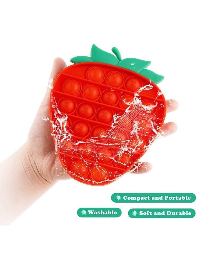 FunBlast Pop Bubble Fidget, Autism Special Needs Silicone Stress Reliever, Squeeze Sensory Toy (2 in 1 (Strawberry))