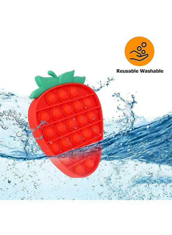 FunBlast Pop Bubble Fidget, Autism Special Needs Silicone Stress Reliever, Squeeze Sensory Toy (2 in 1 (Strawberry))