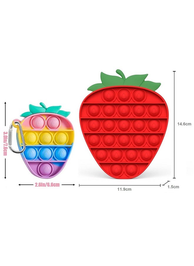 FunBlast Pop Bubble Fidget, Autism Special Needs Silicone Stress Reliever, Squeeze Sensory Toy (2 in 1 (Strawberry))