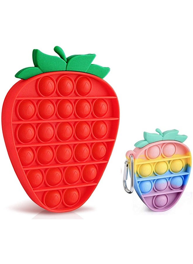 FunBlast Pop Bubble Fidget, Autism Special Needs Silicone Stress Reliever, Squeeze Sensory Toy (2 in 1 (Strawberry))