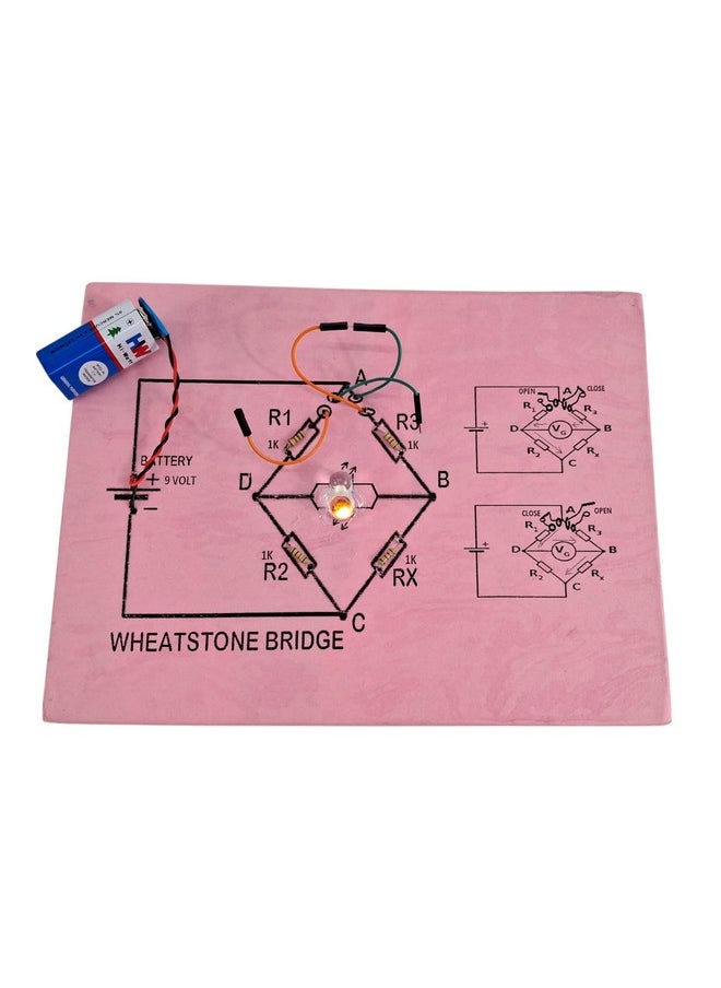 StepsToDo Handmade Wheatstone Bridge Project on Cardboard with Complete Circuit - Ready to Use for Science Assignments, Exhibitions, and Teaching Aid