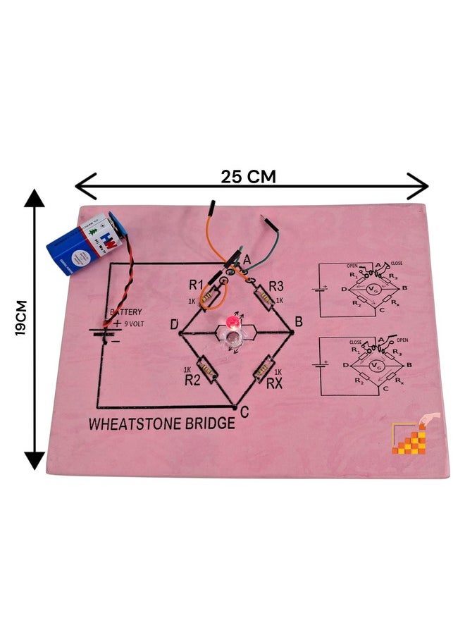 StepsToDo Handmade Wheatstone Bridge Project on Cardboard with Complete Circuit - Ready to Use for Science Assignments, Exhibitions, and Teaching Aid