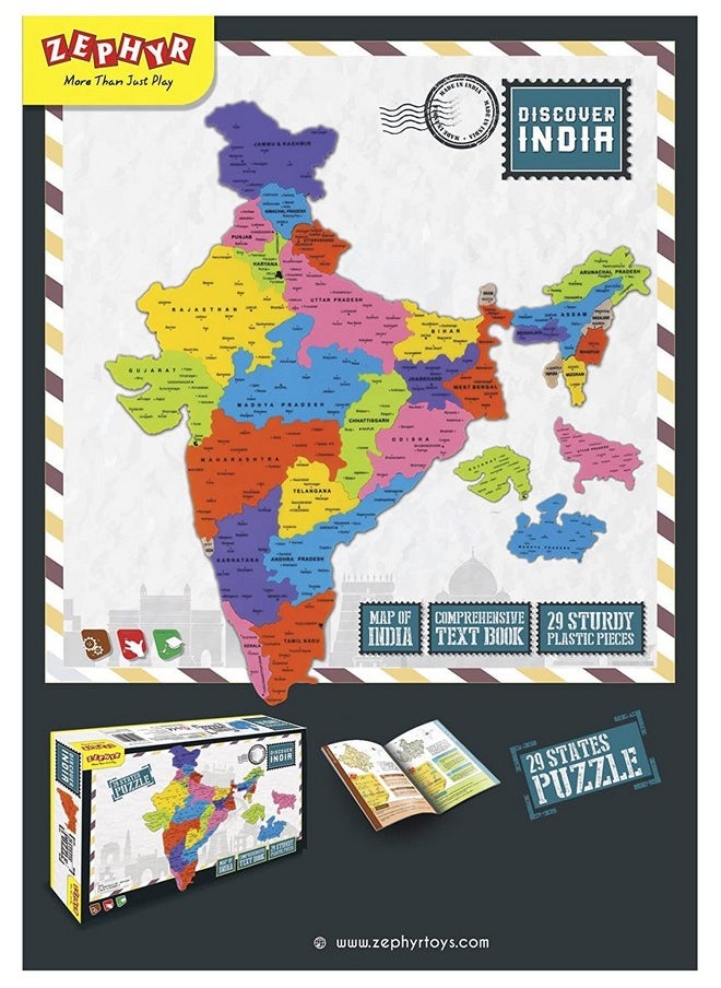 Zephyr Discover India 3in1 - Puzzle and Educational Toy for Boys and Girls Age 5+ Years
