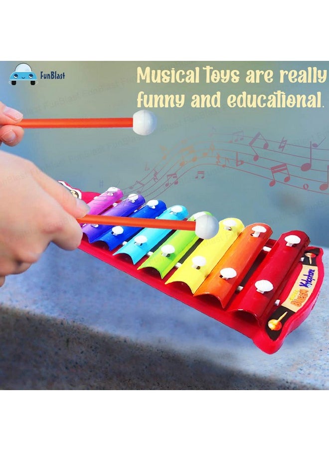 FunBlast Cute Xylophone with 2 Sticks Wooden Toy for Kids, Hand Knock Piano - Musical Toys for Babies,Boys,Girls