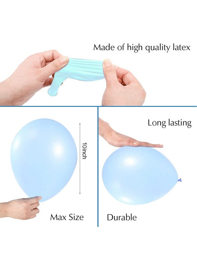 Party Propz Blue Happy Birthday Decoration Combo - Set of 44Pcs Birthday Decoration Kit | Balloon Decoration for Birthday with Blue Marble Heart Foil Balloons | White Net Curtain with Led Light