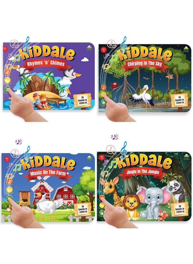 Kiddale Pack of 4 Musical Rhymes Book|8 Classical +16 Rhymes Each for Farm,Wild Animals & Birds |28 Sounds Each|Interactive Touch n Play |Best Musical Gift for 1-4 Years|Sing Along Books,Multicolor