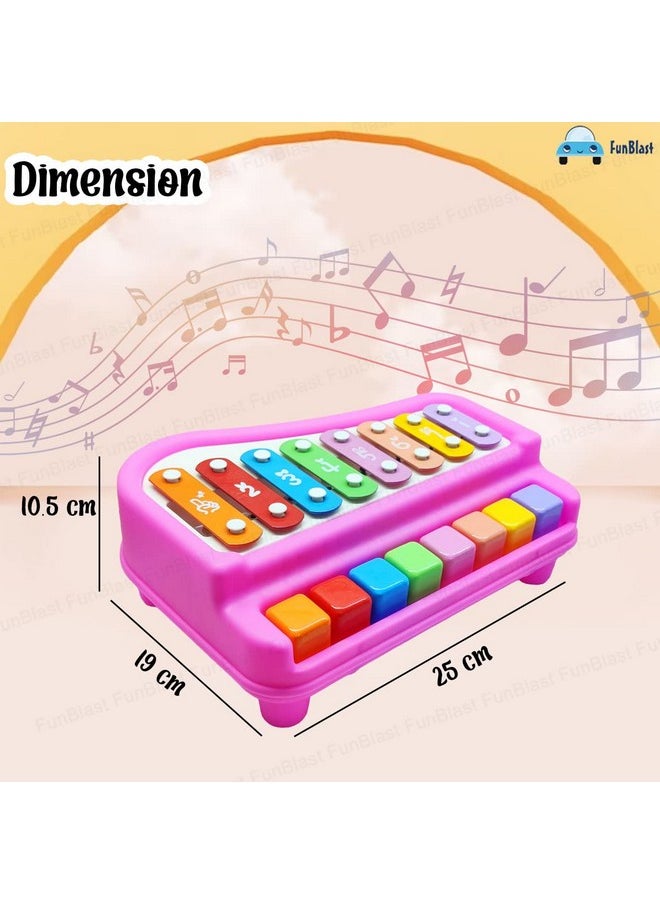 FunBlast Xylophone - Hand Knock Piano Toys, Hammering & Pounding Toys, Xylophone for Kids, Kids Musical Instruments, Kids Xylophone, Xylophone for 1+ Year Old, Kids Drums & Percussion Toy (Pink)