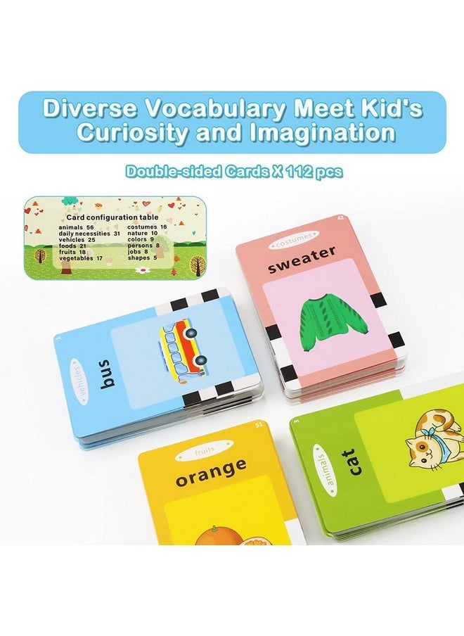 Kiditos Toys for 2 3 4 5 Year Old Talking Flash Cards Rechargeable - 112 Double Side Cards Baby Educational Toys Preschool Learning Toys Gifts for Age 2-5 Kids Toddler Boys Girls Learning Toys, Pink
