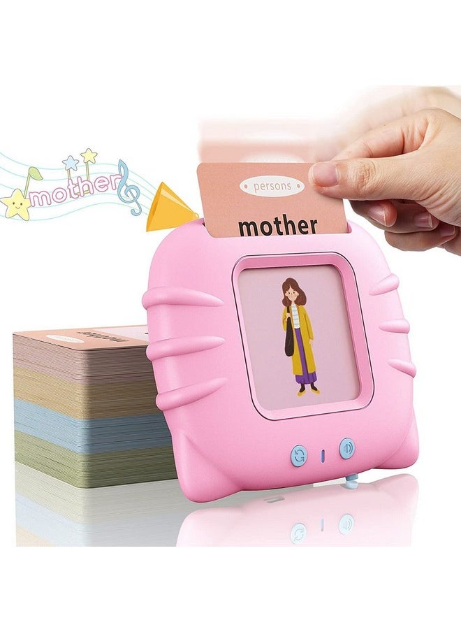 Kiditos Toys for 2 3 4 5 Year Old Talking Flash Cards Rechargeable - 112 Double Side Cards Baby Educational Toys Preschool Learning Toys Gifts for Age 2-5 Kids Toddler Boys Girls Learning Toys, Pink