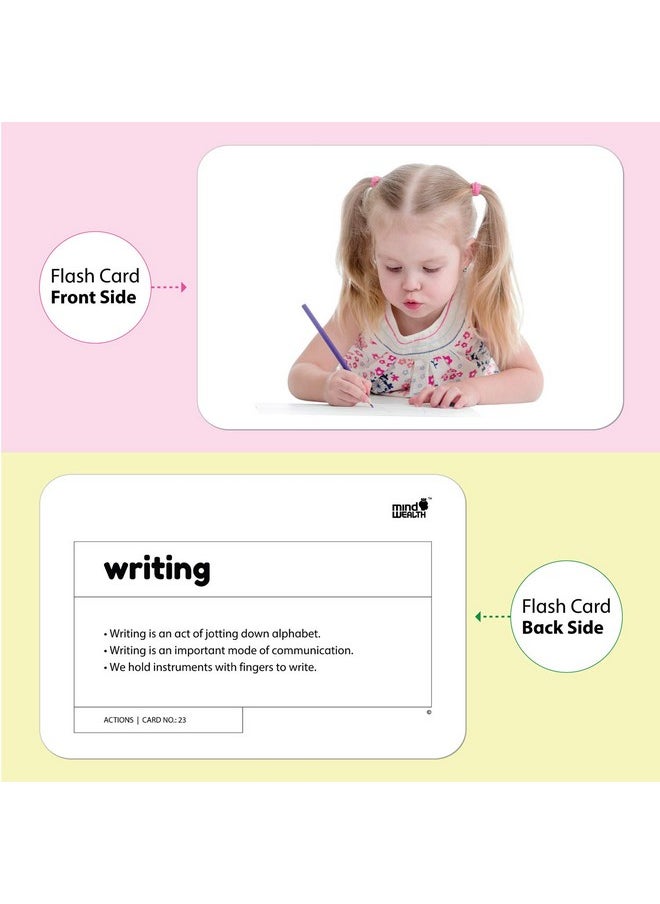hungry brain Flash Cards for Toddlers, 48 Body Parts & Actions Flashcards, Double-Sided, Montessori, Educational, Kindergarten - Preschool Learning Activities, Gifts for Kids, 1, 2, 3, 4 Years Babies