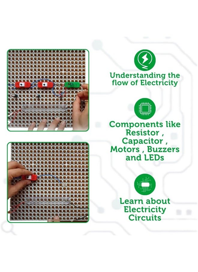 Blix E-Circuits STEM Educational Toy Set, Includes DIY Building Set, Construction Toy Circuit Board, Activity Guide, 24 x 18 cm