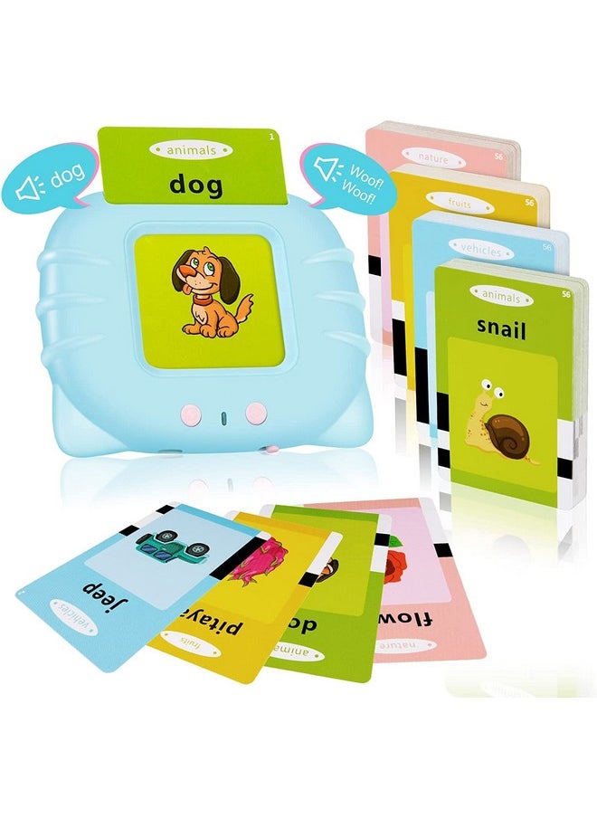 Kiditos Toys for 2 3 4 5 Year Old Talking Flash Cards Rechargeable - 112 Double Side Cards Baby Educational Toys Preschool Learning Toys Gifts for Age 2-5 Kids Toddler Boys Girls Learning Toys, Blue
