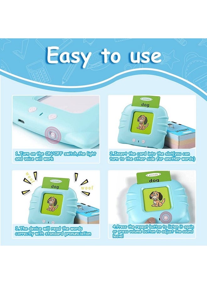 Kiditos Toys for 2 3 4 5 Year Old Talking Flash Cards Rechargeable - 112 Double Side Cards Baby Educational Toys Preschool Learning Toys Gifts for Age 2-5 Kids Toddler Boys Girls Learning Toys, Blue