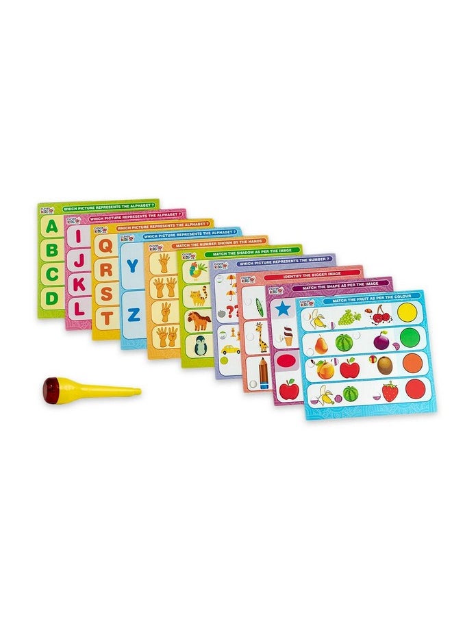 RATNA'S Intellikids Electro Game, 10 Double Sided Printed Cards, If it Lights its Right!! Learn About Alphabet,Numbers,Colors,Shapes,etc