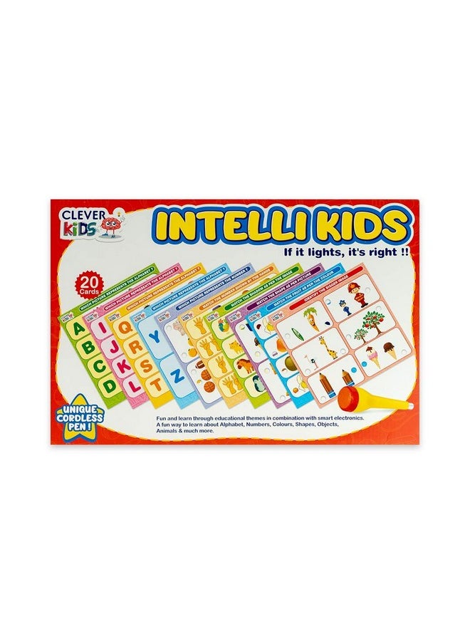 RATNA'S Intellikids Electro Game, 10 Double Sided Printed Cards, If it Lights its Right!! Learn About Alphabet,Numbers,Colors,Shapes,etc
