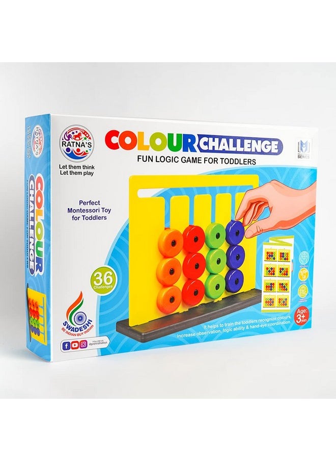 RATNA'S Colour Challenge Montessori Slide & Match Puzzles - Brain Game for Kids | Fun and Colourful Pattern Making Activity Toys | Early Development and Learning Kids Toys for 3+ Years