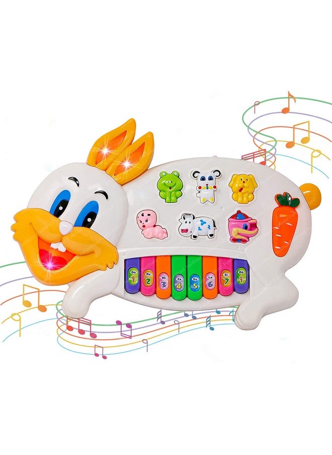 FunBlast Musical Piano for Kids with Flashing Lights - Rabbit Piano Toys with 15 Keys and 3 Modes Melodious Sounds, Musical Toys for 3+ Years Old Kids, Early Development Musical Toy (Rabbit)