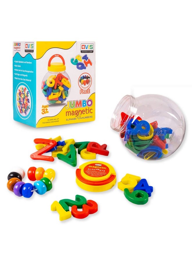 Jumbo Magnetic Alphabet and Numbers for Kids with 10 Colourful Beads Free Inside.