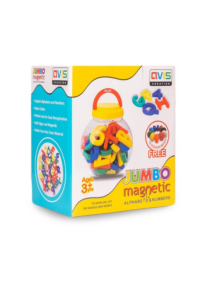 Jumbo Magnetic Alphabet and Numbers for Kids with 10 Colourful Beads Free Inside.