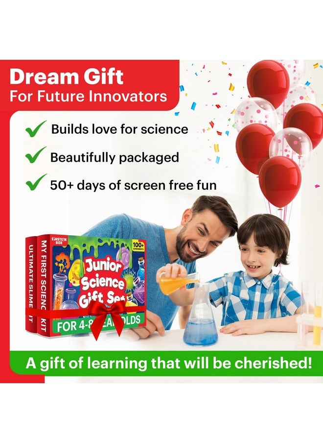 Einstein Box Junior Science Gift Set | 2-in-1 Set of My First Science Kit & Slime Kit for 4-6-8 Year Olds| Birthday Gift for Boys & Girls