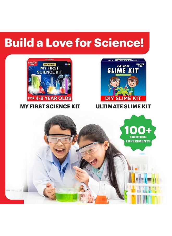 Einstein Box Junior Science Gift Set | 2-in-1 Set of My First Science Kit & Slime Kit for 4-6-8 Year Olds| Birthday Gift for Boys & Girls