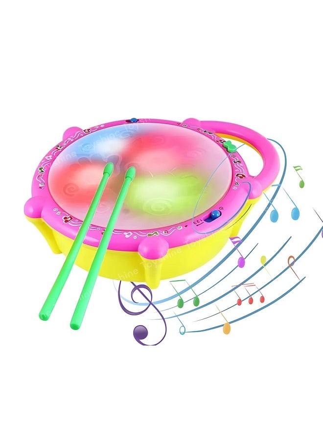 Toyshine Flash Drum with 3D Lights, Music Baby Toy for 2 3 4 Year Kid Boy Girl