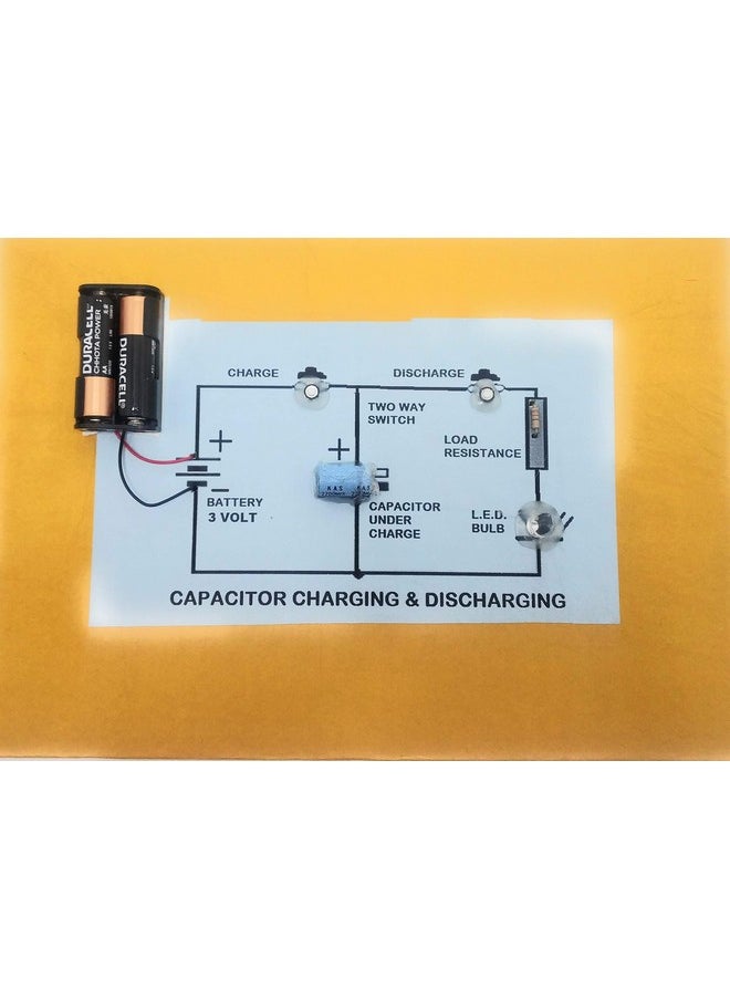 StepsToDo Charging and Discharging of Capacitor | Capacitor Charging Discharging of Capacitor Tester Project | Pre-Assembled Kit on Card-Board Base. Ready for Use Project. (Multicolor)