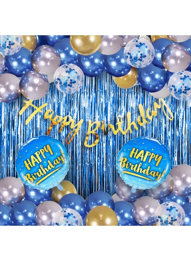 Party Propz Birthday Decoration Items - 44 Pcs, Happy Birthday Decorations For Boys | Birthday Decoration Items For Boy, Husband | Birthday Decoration Kit | Foil, Metallic, Birthday Banner(Cardstock)