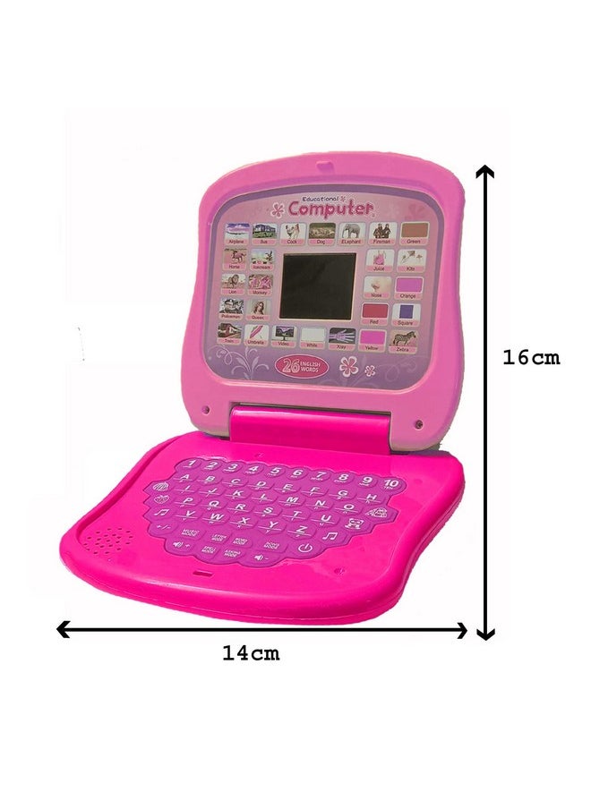 VGRASSP Educational Laptop Computer for Kids - Convenient Learning Alphabet and Numbers with LED Display and Music for You Child (Pink)