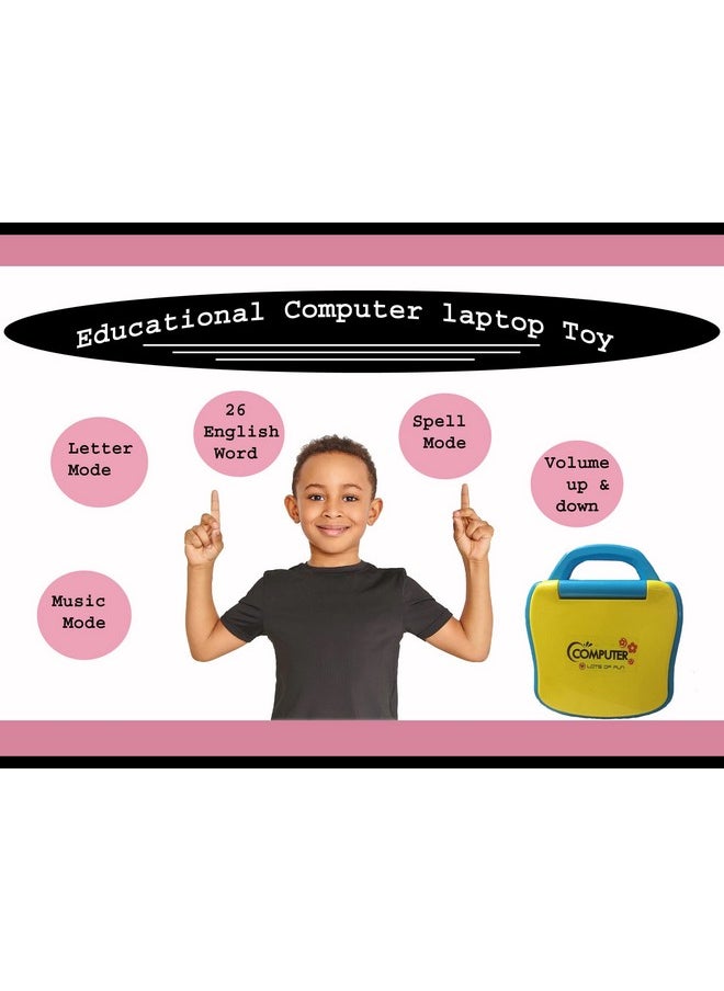 VGRASSP Educational Laptop Computer for Kids - Convenient Learning Alphabet and Numbers with LED Display and Music for You Child (Pink)