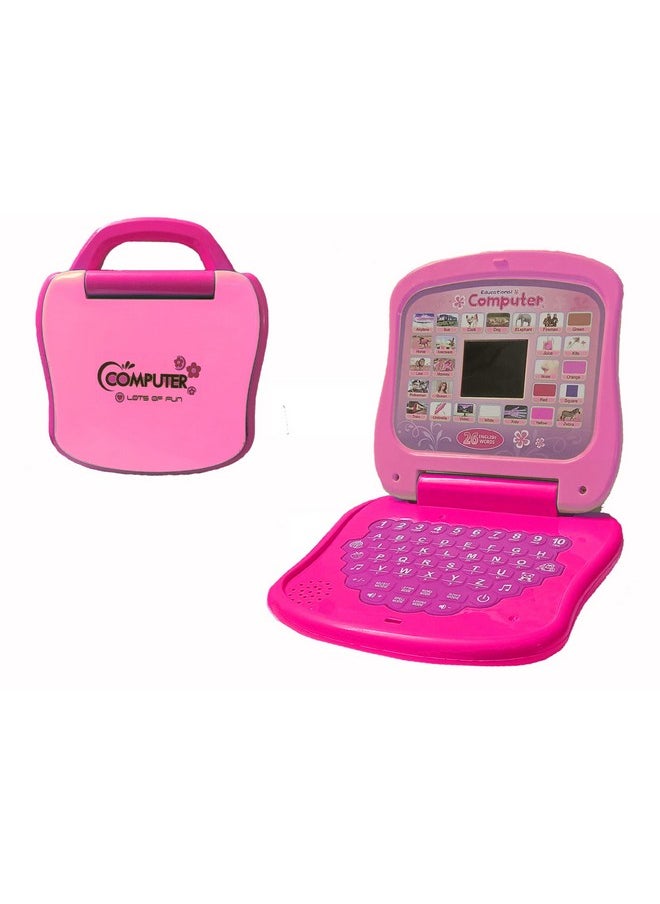 VGRASSP Educational Laptop Computer for Kids - Convenient Learning Alphabet and Numbers with LED Display and Music for You Child (Pink)
