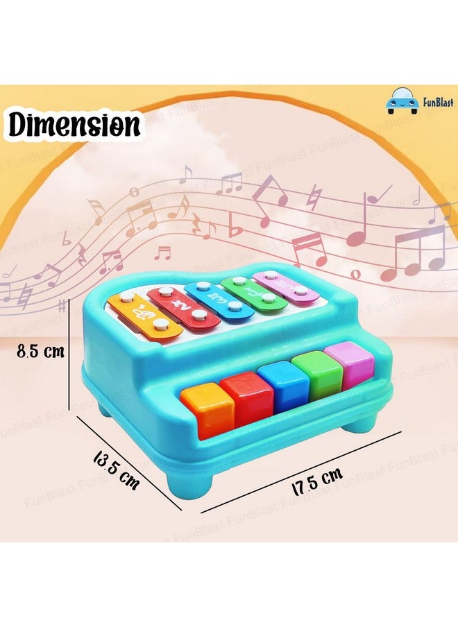 FunBlast Xylophone Piano - Xylophone Toys for Kids - Learning Toy, Hand Knock Piano Toys with 5 Voice Note for Kids Babies Boys and Girls - Musical Toy (Blue-Xylo)