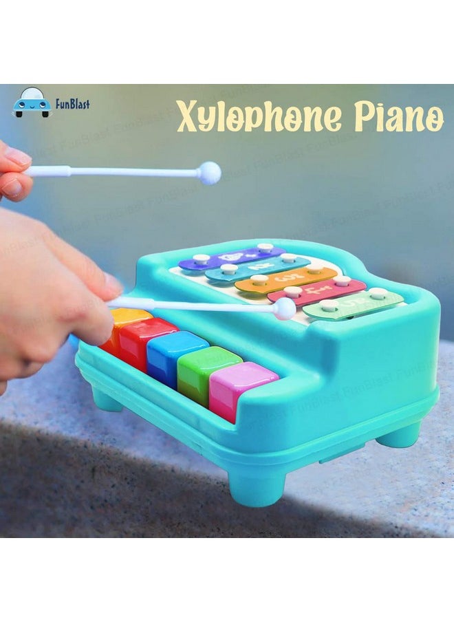 FunBlast Xylophone Piano - Xylophone Toys for Kids - Learning Toy, Hand Knock Piano Toys with 5 Voice Note for Kids Babies Boys and Girls - Musical Toy (Blue-Xylo)