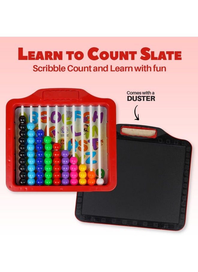 Ratna's Educational 2 in 1 Learn to Count Slate for Kids to Learn Counting, Writing and Start Their Preschool Learning at Home (Assorted Colours)