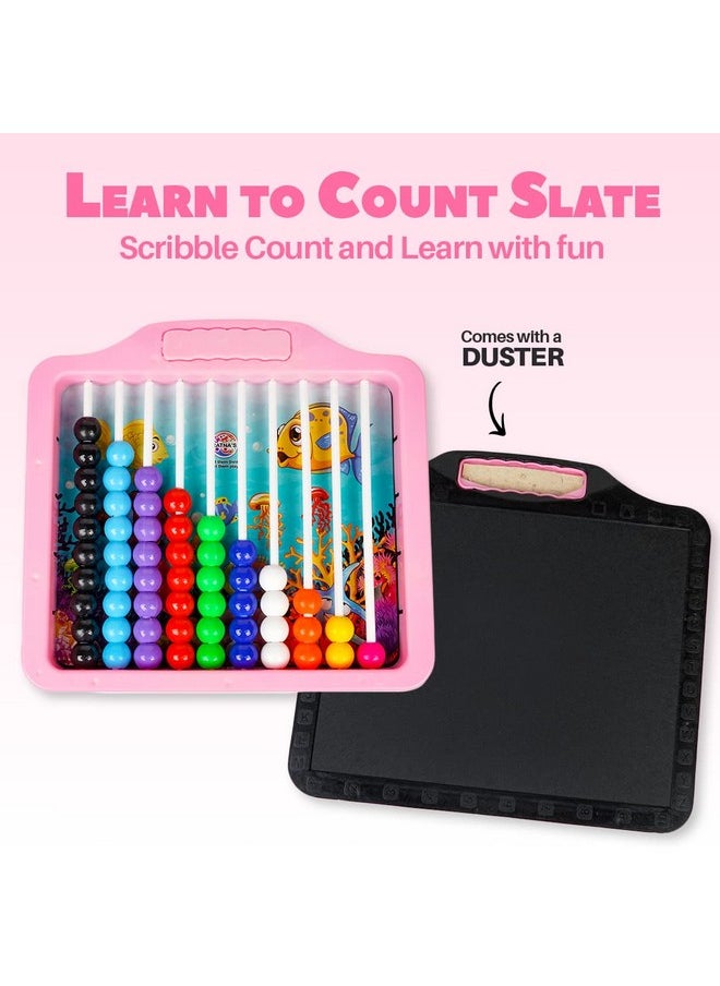 Ratna's Educational 2 in 1 Learn to Count Slate for Kids to Learn Counting, Writing and Start Their Preschool Learning at Home (Assorted Colours)