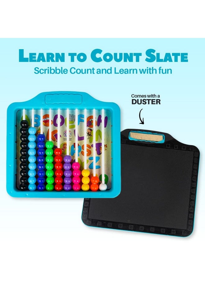 Ratna's Educational 2 in 1 Learn to Count Slate for Kids to Learn Counting, Writing and Start Their Preschool Learning at Home (Assorted Colours)