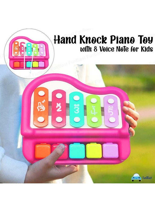 FunBlast Xylophone Piano - Xylophone Toys for Kids - Learning Toy, Hand Knock Piano Toys with 5 Voice Note for Kids Babies Boys and Girls - Musical Toy (Pink)