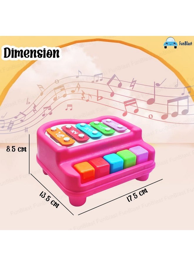 FunBlast Xylophone Piano - Xylophone Toys for Kids - Learning Toy, Hand Knock Piano Toys with 5 Voice Note for Kids Babies Boys and Girls - Musical Toy (Pink)